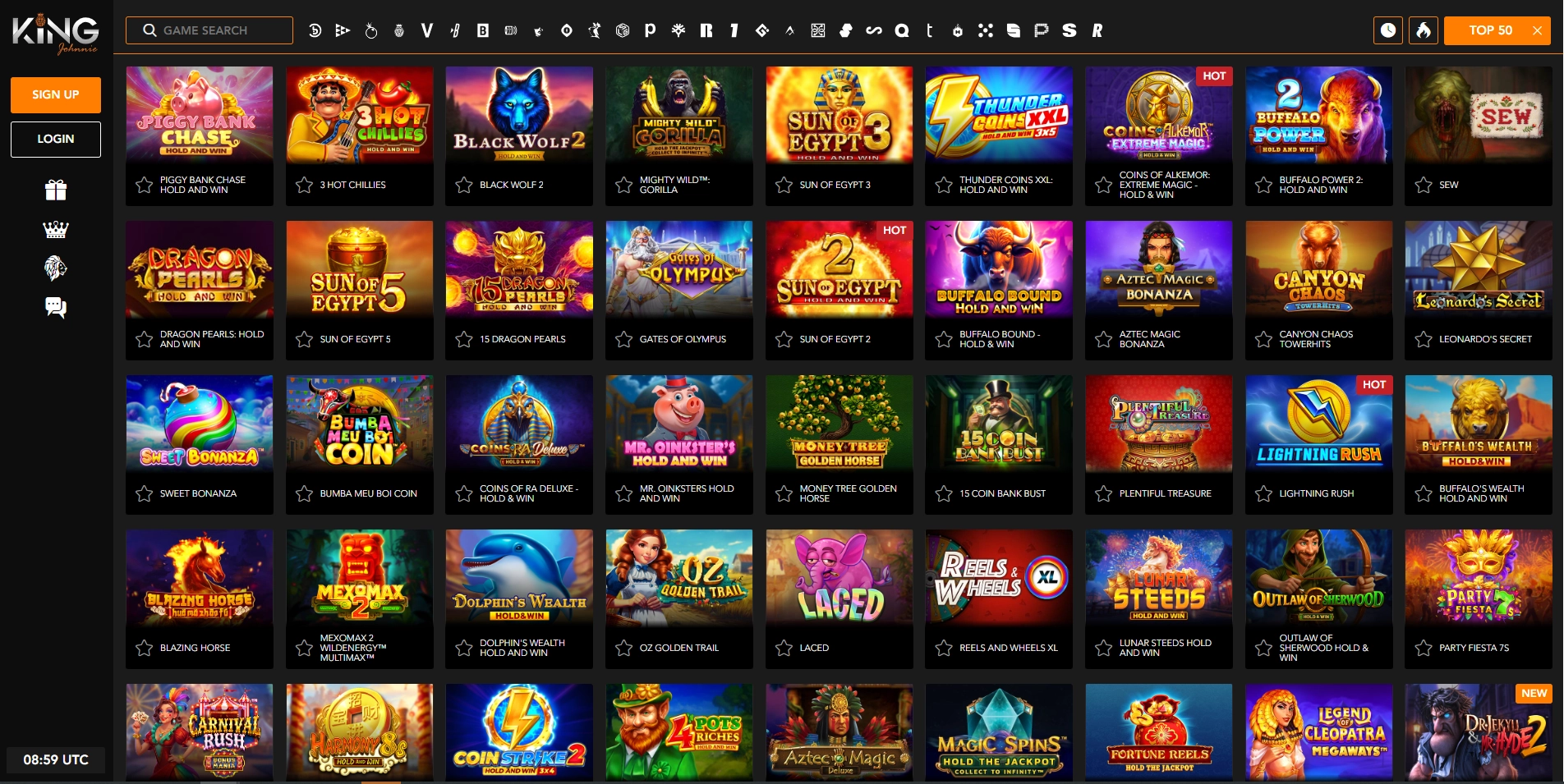 King Johnnie Top 50 slots