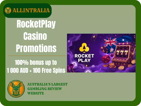 Rocketplay Promotions：100% bonus up to 1 000 AUD + 100 Free Spins